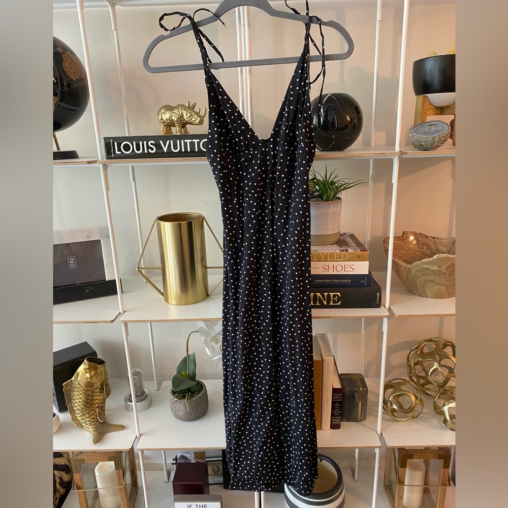 Reformation Dress Long Polka Dots Black & White size 2